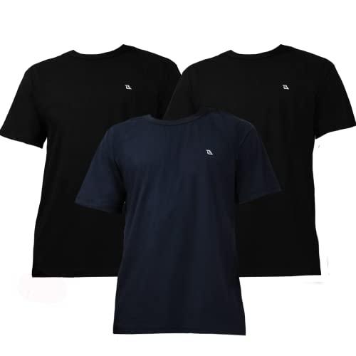 Kit 3 Camisetas Masculina Básica Casual Treino Academia Esportes PRETO-PRETO-AZUL G