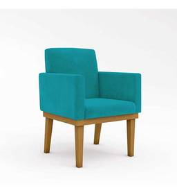 Kit 2 Poltronas Cadeira Decorativa Reforçadas Azul Turquesa Desenho do tecido:Suede; Azul-turquesa