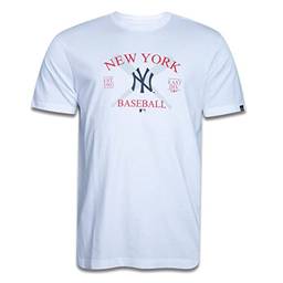 Camiseta New Era Regular MLB New York Yankees Core Manga Curta Branca Branco