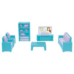 Mielle Brinquedos, Coleção Disney Princess, Princesa, Mini Sala com 6 Peças, Roxo e Azul