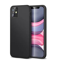 ESR Yippee Color Soft Case para iPhone 11, Capa de borracha de silicone líquida [Punho confortável] [Proteção de tela e câmera] [Forro aveludado] [Absorvente de choque] para iPhone 11 6.1 polegadas, preto