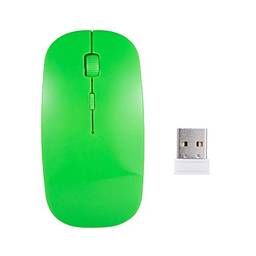 Domary Mouse sem fio 2.4G Mouse mudo ultrafino portátil 4 teclas Mouse óptico sem fio 1600DPI para computador de mesa, laptop verde
