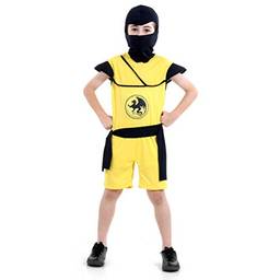 Fantasia Ninja Amarelo Curto Infantil 910511-p Sulamericana Fantasias Amarelo/preto P 3/4 Anos
