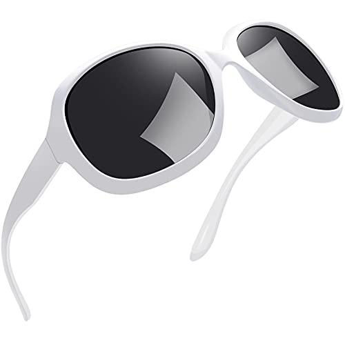 Óculos de Sol Feminino Polarizados Joopin Armação Grande óculos Escuros para Mulheres Vintage Senhoras Tons (Moda Branca)
