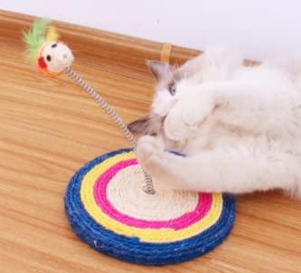 Brinquedo de mola com ratinho e arranhador para gatos