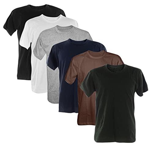 Kit 6 Camisetas 100% Algodão (Preto, branco, mescla, Marinho, Marrom, Musgo, G)