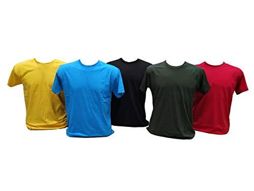 Kit 5 Camisetas 100% Algodão (Ouro, Turquesa, Preto, Musgo, Vermelho, GG)