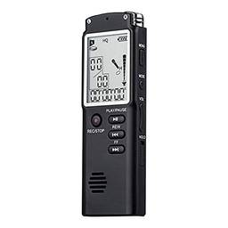 Domary Gravador de voz digital de 16GB Gravador ativado por voz MP3 Player 1536Kbps Gravação HD Microfone condensador duplo de redução de ruído 13h Gravação contínua com WAV MP3 Player Gravação por telefone para