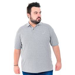 Camisa Polo Básica Masculina Plus Size (Cinza, G2)