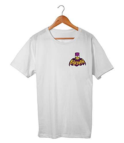 Camiseta Masculina Algodão Estampa Bartman Simpsons (G, BRANCO)