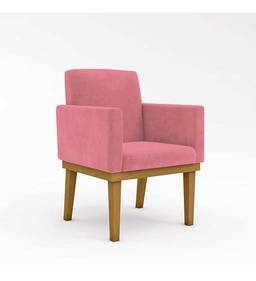 Kit 2 Poltronas Cadeiras Decorativas Com Base Reforçada Rosa Desenho do tecido:Suede; Rosa
