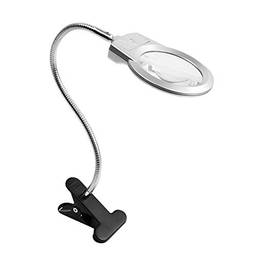 KKmoon Abajur de mesa com lente de aumento flexível pro mãos livres Lupa iluminada com LED brilhante com braçadeira para ponto cruz de pintura de diamante de leitura
