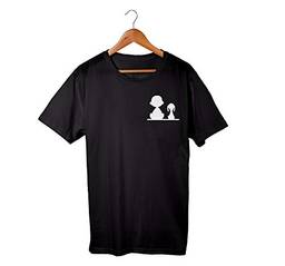 Camiseta Unissex Charlie Snoopy Desenho Nostalgico 100% Algodão (Preto, P)