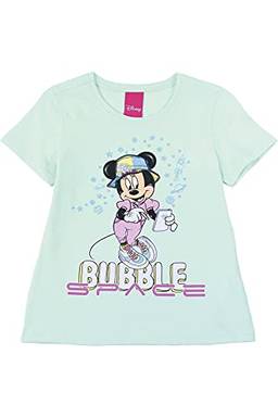 Camiseta Manga Curta, Meninas, Disney, Minnie, Azul Claro, 6