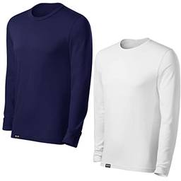 KIT 2 Camisetas UV Protection Masculina UV50+ Tecido Ice Dry Fit Secagem Rápida – M Marinho - Branco