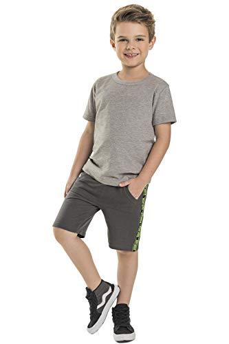 Camiseta básica em meia malha, Quimby, Meninos, Mescla Cinza Médio, 12