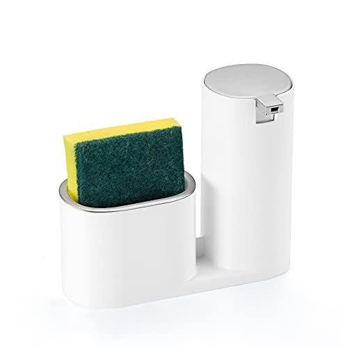 Dispenser para Detergente e Bucha, 320ml, Branco com Cromado, Arthi