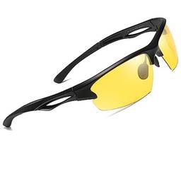 Joopin Óculos de Sol Esportivos Polarizados para Masculino, Óculos de Sol TR90, Óculos de Sol para Ciclismo Ao ar livre Óculos para Homens Proteção UV (Visão Noturna)