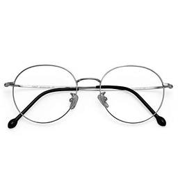 Cyxus Óculos Anti Luz Azul, Adequados para oculos de Computador, Anti-Reflexo e Raios UV, Combinação de Moda Retrô (Moldura prateada-8091T18)