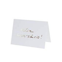 Cartão Fabriano Feliz Aniversário Branco, Teca, Gu0010, Branco