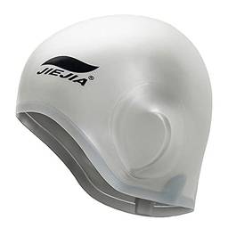 Domary Touca de natação de silicone 3D ergonômica de proteção auricular touca de natação com clipe de nariz e protetores auriculares femininos e masculinos