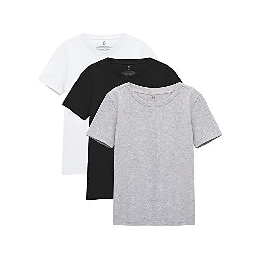 Kit 3 Camisetas basicamente. 1000094765, criança-unissex, Branco/Preto/Mescla Claro, 6