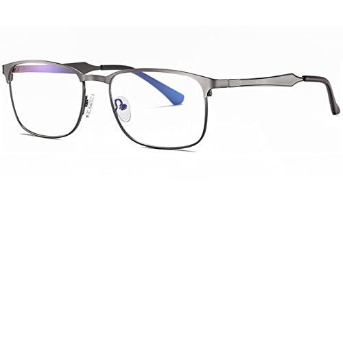 Óculos para Luz Azul Masculinos Armação de Metal Quadrado , Óculos planos, Joopin óculos de computador de Negócios ,Proteção UV e Anti-Reflexo (Cinza Escuro Quadro?