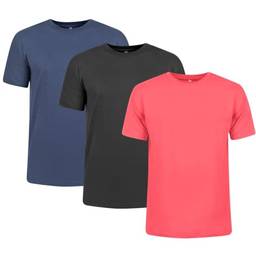 Kit 3 Camisetas Dry Fit Masculina Esportes Exercícios Academia Proteção UV 50 (BR, Alfa, GG, Regular, Marinho, Preto, Vermelho)