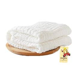 BWinka Toalhas de banho super macias de musselina de algodão para recém-nascidos/crianças, brancas, também para cobertor de bebê (105 x 105 cm) (branco)