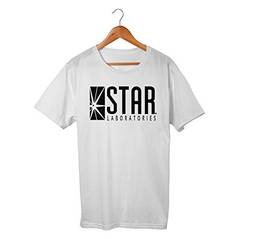 Camiseta Unissex Flash Star Labs Serie Laboratório Nerd 100% Algodão (Branco, GG)