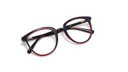 Óculos Armação Feminino Gatinho Com Lentes Sem Grau Aa-6814 (Azul-Vermelho)