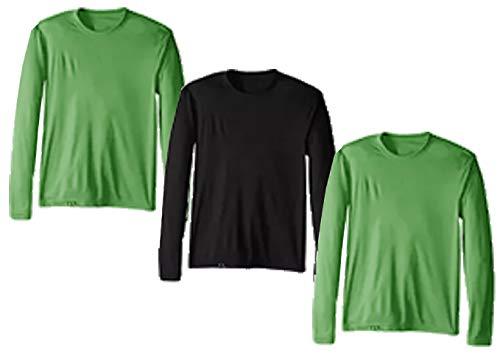 Kit com 3 Camisetas Proteção Solar Uv 50 Ice Tecido Gelado – Slim Fitness - Verde - Verde - Preto – G