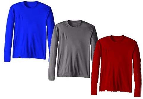 Kit com 3 Camisetas Proteção Solar Uv 50 Ice Tecido Gelado – Slim Fitness – Royal - Vinho - Cinza – GG
