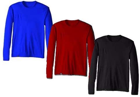 Kit com 3 Camisetas Proteção Solar Uv 50 Ice Tecido Gelado – Slim Fitness – Vinho - Preto - Royal – P