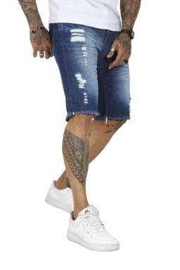 Bermuda Jeans Masculina Destroyed (Escura, 44)