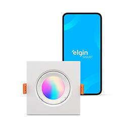 Elgin Luminária Led Ecospot Inteligente 5W Quadrada WIFI RGB - Bivolt, compatível com Alexa e Google Home, Branco