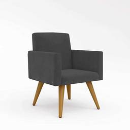 Cadeira Poltrona Para Escritório - Recepção - Cor Cinza Desenho do tecido:Suede; Cinza