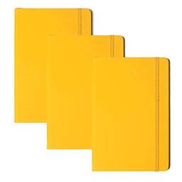 Domary 3 unidades de couro sintético A6 diário escrito caderno elástico papel forrado material de escritório escolar (amarelo)