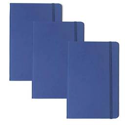Domary 3 unidades de couro sintético A6 diário escrita caderno elástico papel forrado material de escritório escolar (azul)