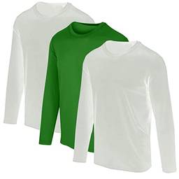 KIT 3 Camisetas Proteção Solar Permanente UV50+ Tecido Gelado – Slim Fitness – M Branco - Branco - Verde