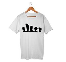 Camiseta Unissex Simpsons Desenho Homer Bart 100% Algodão (Branco, M)