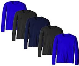 KIT 5 Camisetas Proteção Solar Permanente UV50+ Tecido Gelado – Slim Fitness – P 2 Royal - 2 Preto - 1 Marinho