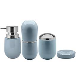 Conjunto Banheiro Saboneteiras Porta Escova Pote Para Algodão Azul Glacial