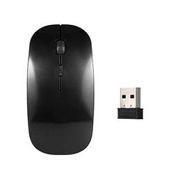 Domary 2.4G Mouse Sem Fio Portátil Ultra-Fino Mudo Mouse Ótico sem Fio de 4 Chaves 1600DPI para Computador Desktop Laptop Preto