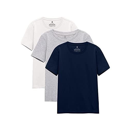 Kit 3 Camisetas Gola C Unissex; basicamente; Branco/Mescla Claro/Marinho 4