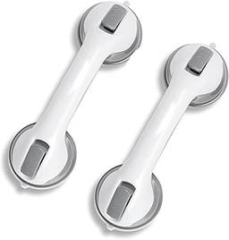 barras de apoio para banheiro, Suction Shower Grab Bars for Bathroom,12 inches Shower Handle with Strong Hold Suction Cups, Anti-Slip Grap Safety Grab Bars for Elderly (2 pack)