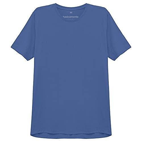 Camiseta Gola C Masculina; basicamente; Azul Oceano P
