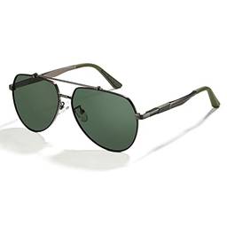 Cyxus Óculos de Sol para Masculino, Aviador Oculos de Sol Homens Lentes Polarizadas Protegem UV Antirreflexo Primavera Templos (1-Lentes verdes com armação de metal fosco 1020)