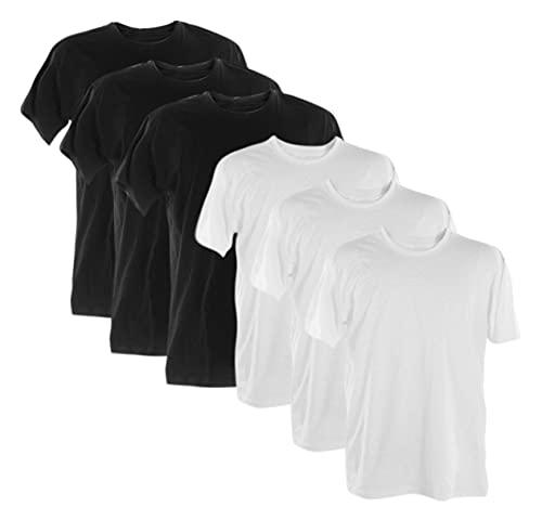 Kit 6 Camisetas 100% Algodão (3 brancas 3 pretas, M)