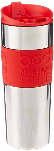 Bodum 11057-294BUS Prensa de viagem para café e chá, prensa de viagem isolada de aço inoxidável, 425 g, vermelha